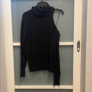 Saks Fifth Avenue Black Off-One-Shoulder Turtleneck Sweater, M
